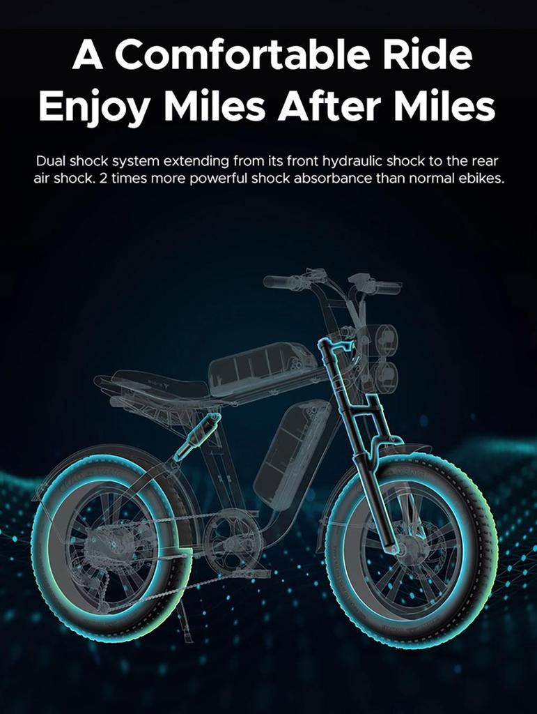 ENGWE M20 2*13Ah Batteries 20*4.0 inch Tires 750W Brushless Motor 45km/h Max Speed Front & Rear Disc Brakes