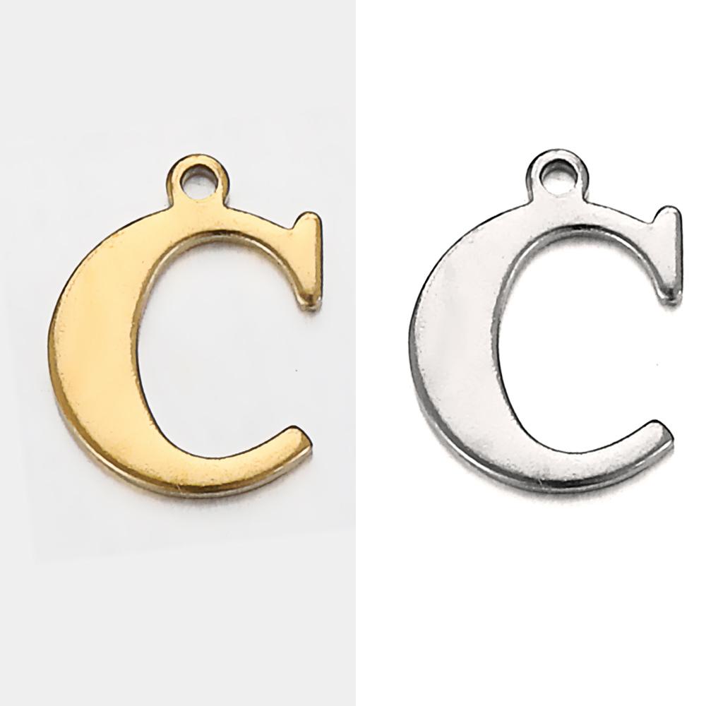 20pcs Stainless Steel Gold Letter Charm Initial Charms Alphabet Beads Pendants Assorted for Bracelet Necklace Jewelry Making DIY