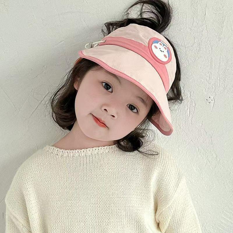 Children's sun protection hat with large eaves summer thin design girls' UV resistant empty top sun protection hat baby sun hat