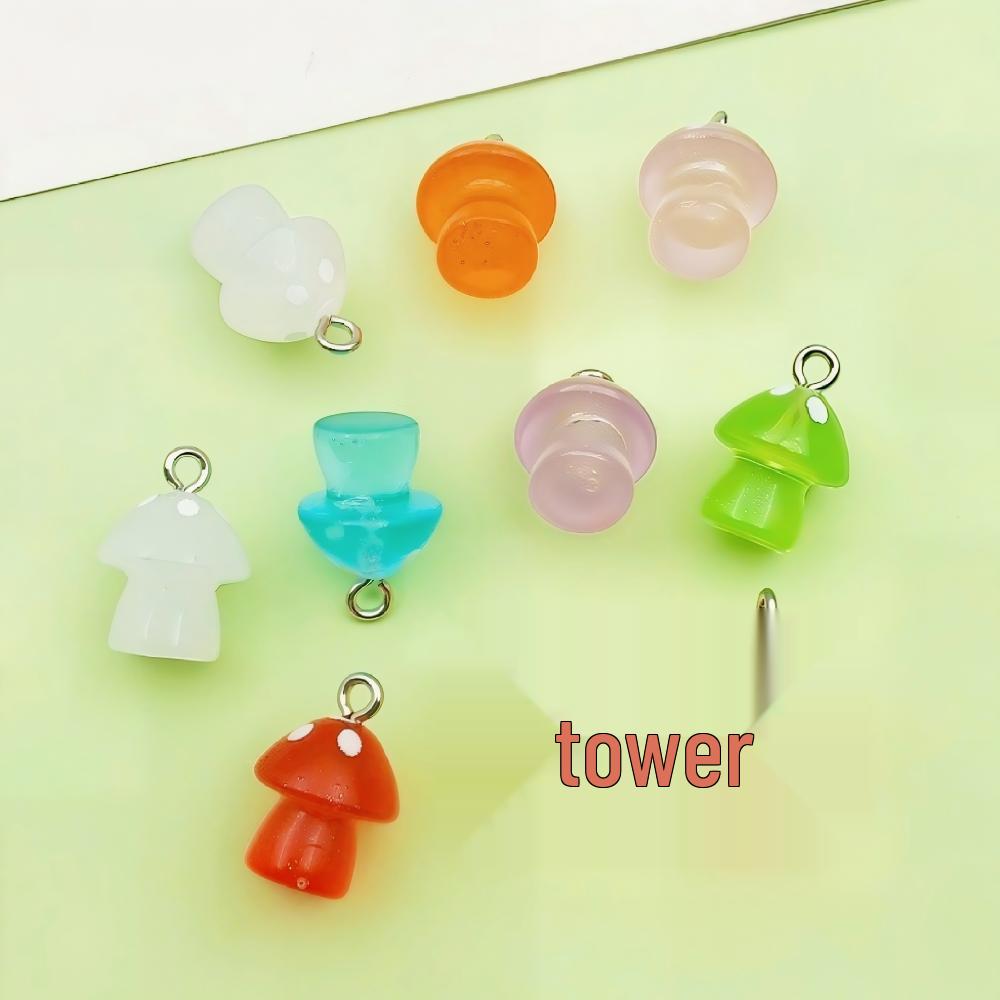 10 Colorful Luminous Resin Mushroom Charms for DIY Jewelry & Accessories