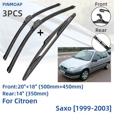 För Citroen Saxo 1999-2003 främre bakre torkarblad Borstar Skärtillbehör J krok 1999 2000 2001 2002 2003