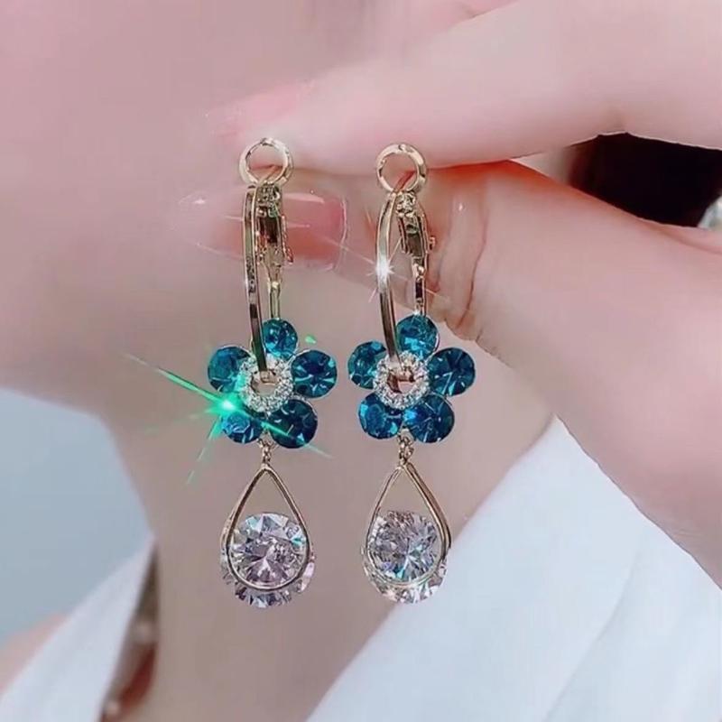 Fashion Women's Heart Zircon Flower Earrings Drop Earrings Engagement Earrings For Women Jewelry Wedding Party Gift XYZ