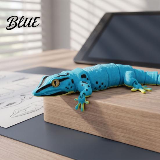 Flexible Lizard Model 3D Printed Leopard Gecko Figurine, Realistic Articulated Chameleon Fidget Toy, Animal Decor Jointed Model, Shape Desk Decoration