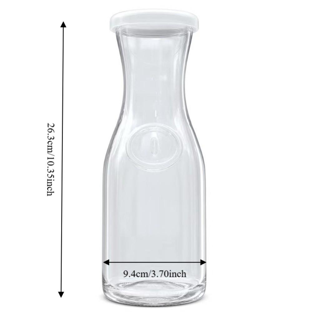 2 Piece 1000 ML Glass Carafe with Lid Wide Mouth Milk Bottle Cold Water Jug Dinning Table
