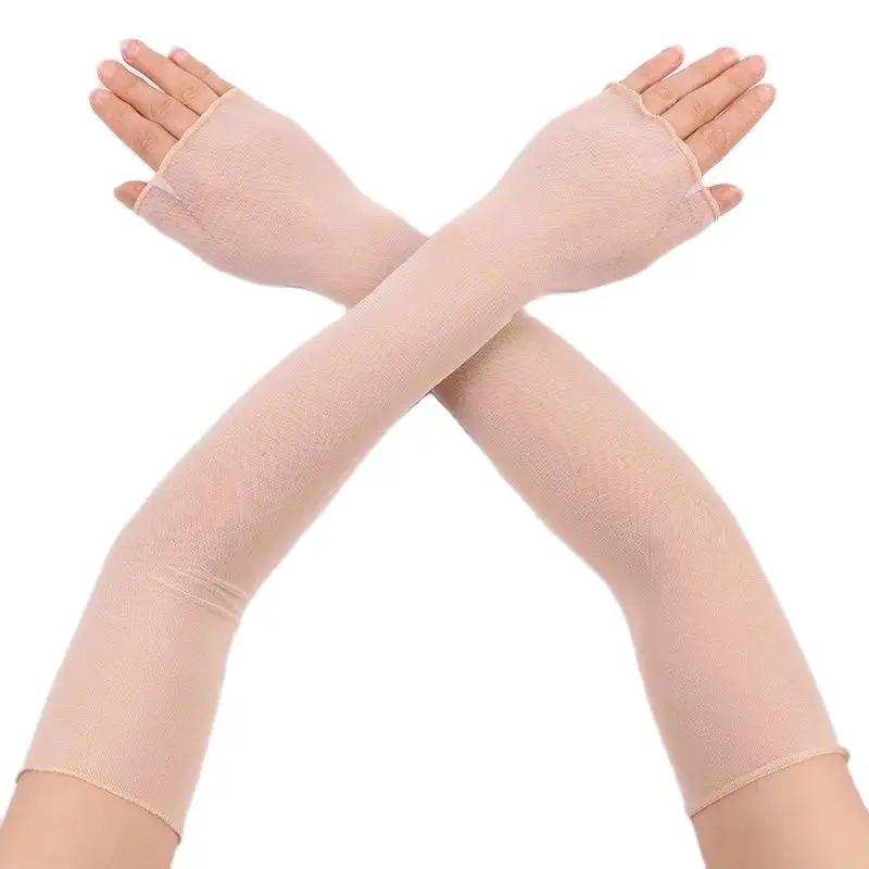Women Sexy High Elasticity Breathable Thin Mesh Transparent Tight Fingerless Gloves Summer Sun Protection Ruffles