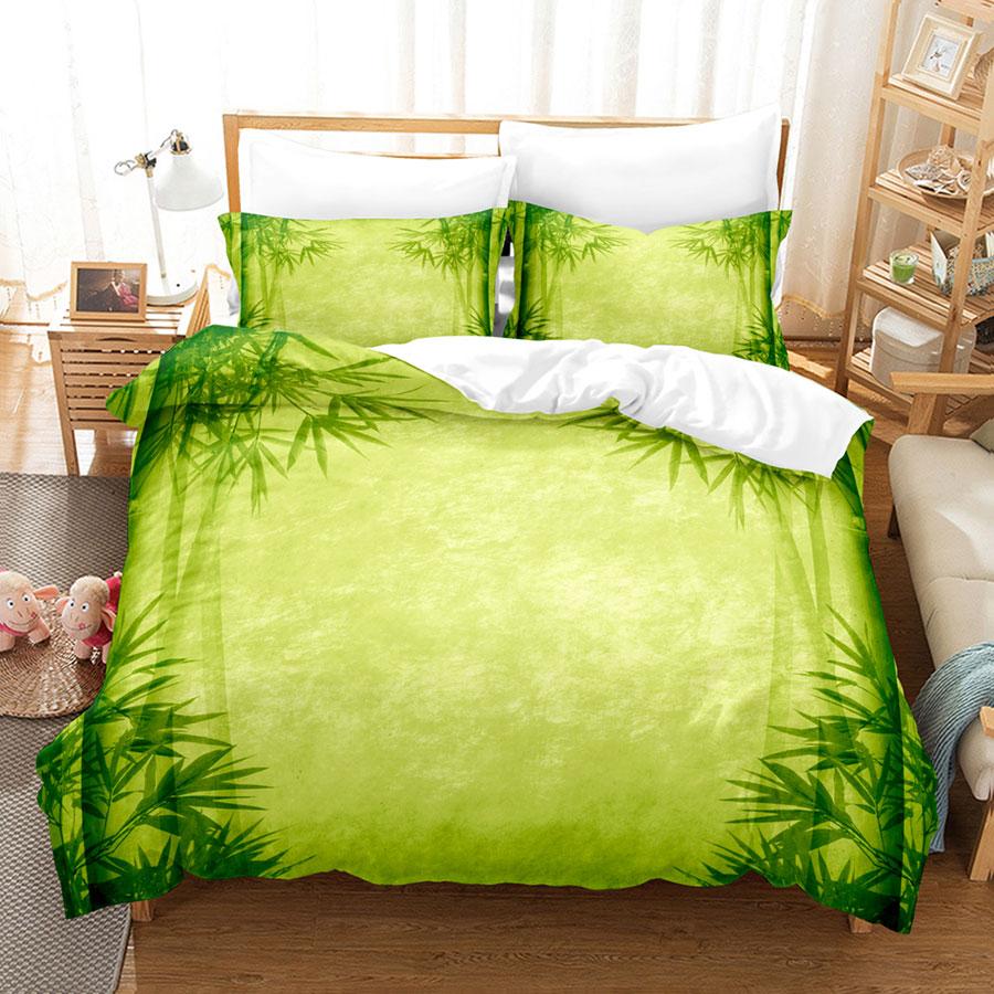 Green Flower Duvet Cover Set Double Bed With Pillowcase Lotus Bedding Set King Size 3pcs 2pcs Single Twin Full 200x200 220x240cm