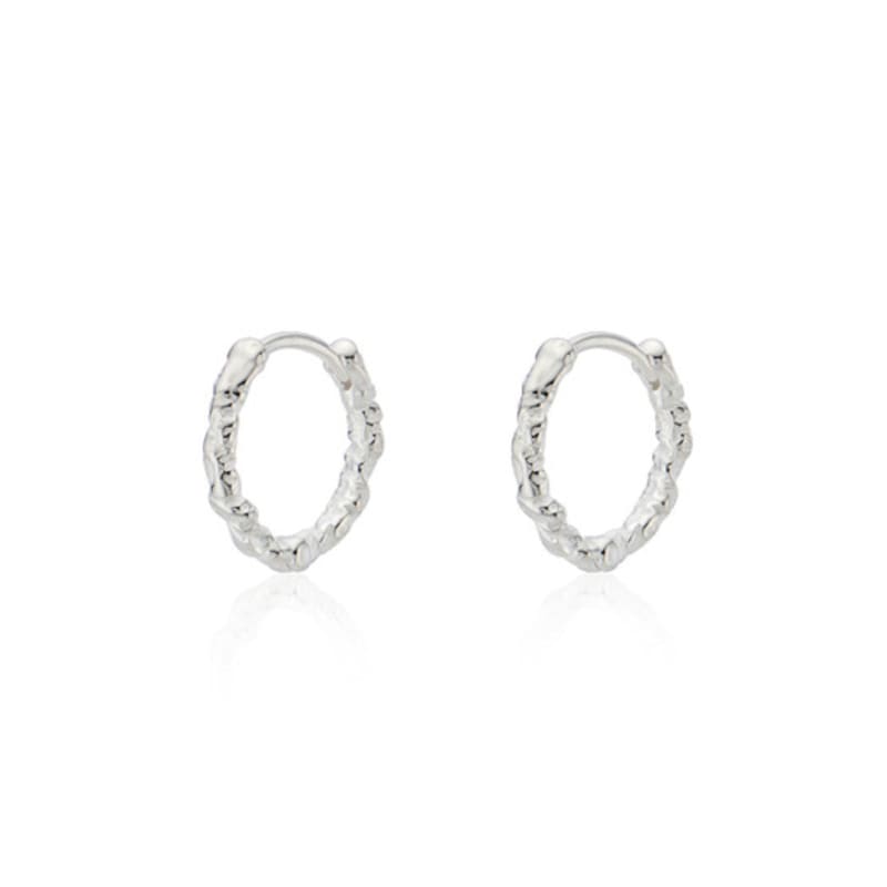 NORMALLEE [Silver 925] Glitter Hammer One-touch Earrings