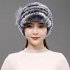 Fur Hat for Women Winter Rex Rabbit Fur Middle-aged and Elderly Ladies Mothers and Grandmothers Fashionable and Warm Knight Cap