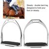 Riding Equestrian Plating Iron Horse Stirrups With Black Rubber Horse Mat