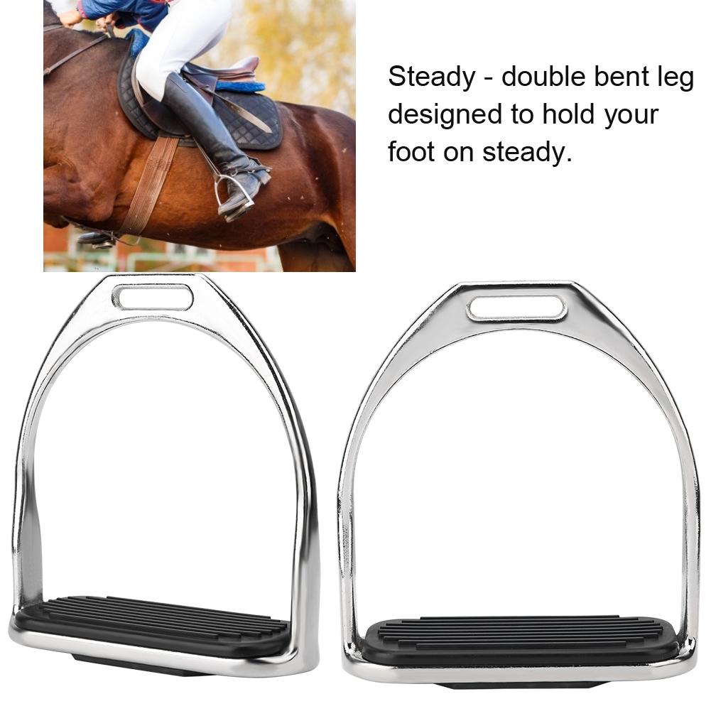 Riding Equestrian Plating Iron Horse Stirrups With Black Rubber Horse Mat