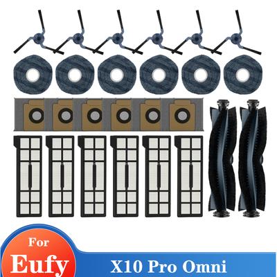 חלקי חילוף עבור Eufy X10 Pro Omni מברשת ראשית מטלית מיקרופייבר מברשות צד מסנני HEPA שקיות אבק