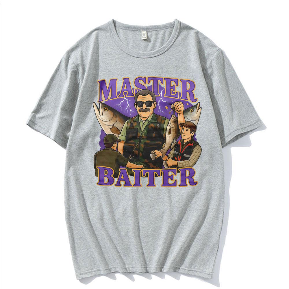 Funny Fishing Master Baiter Graphic T Shirts Men Women Vintage Fisherman Humor Tshirt Casual Loose Oversized T Shirt Streetwear