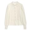 New 2025 Fashion Winter Long Sleeve Turn Down Collar Apricot Velvet Lace Blouse Shirt Women Tops Blouses Shirts J782