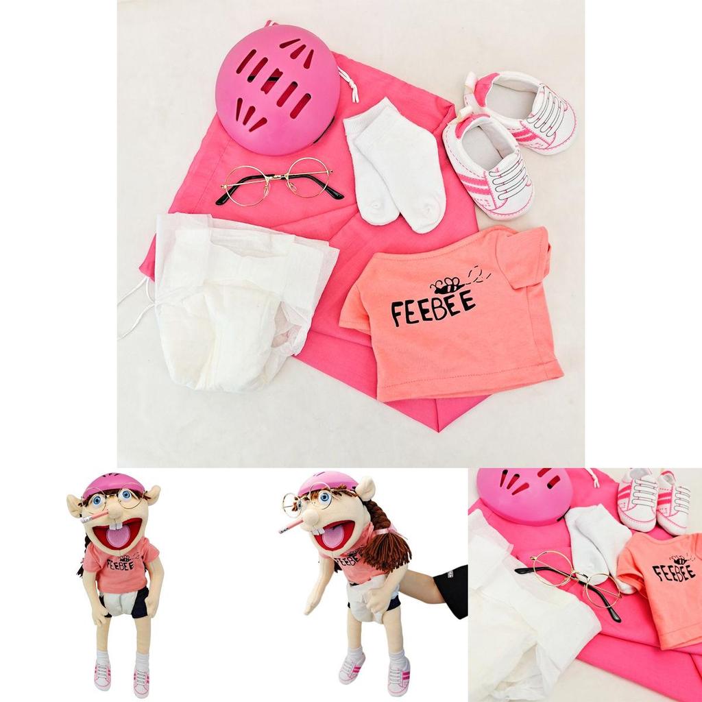 Sevimli Pembe Feebee Jeff Kardeş Kukla Peluş Bebek Ebeveyn-Çocuk Etkileşimi ve Erken Hediye İçin
