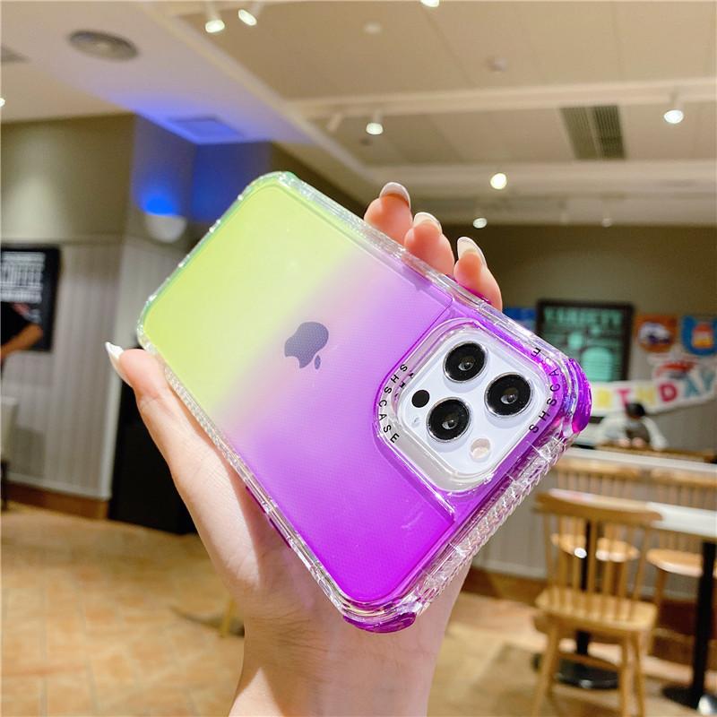 Θήκη Τηλεφώνου Διπλής Στρώσης με Ντεγκραντέ και Αντικραδασμικό Προφυλακτήρα Για Iphone 11 Pro Max 14pro 13 12 Pro Διαφανές Μαλακό Κάλυμμα Για Iphone 11 12