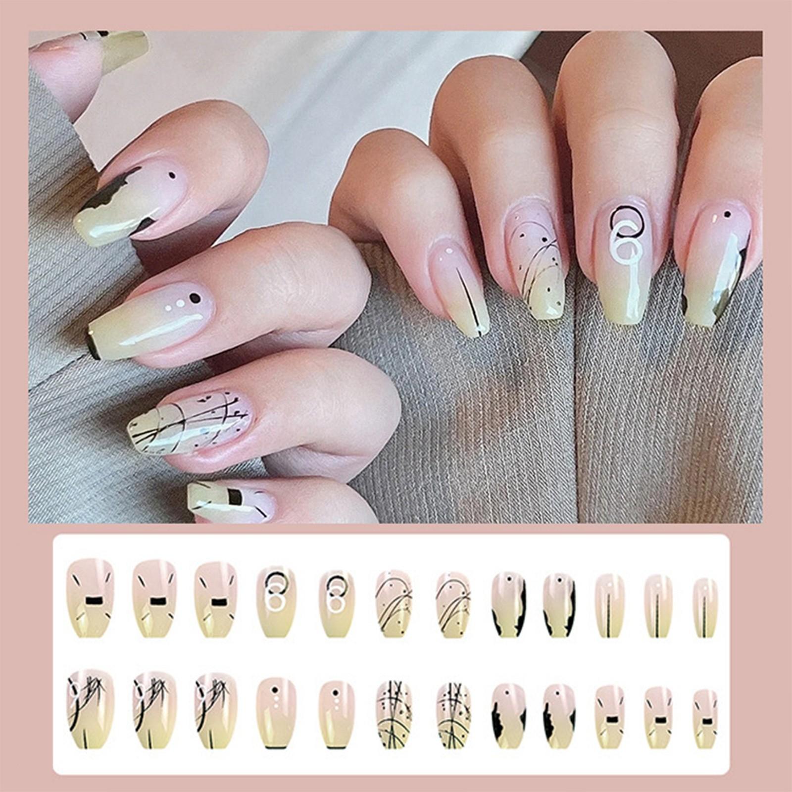 

24 шт. Короткие накладные ногти Накладные ногти Блестящие маникюрные патчи для ногтей 10 мл One Size