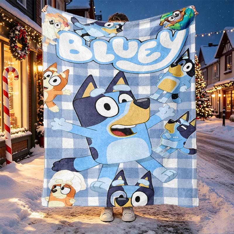 Bluey Pattern Blanket for Home Decoration, Bed, Sofa, Car Travel, Camping, Suitable for All Seasons, Birthday Christmas Gift