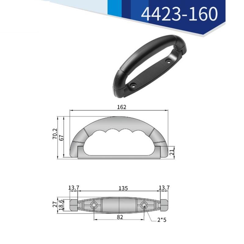 Black Plastic Pulls Long Luggage Handle Toolbox Grip Replacement Suitcase Side Holder Side Carrying Pull Easy to install