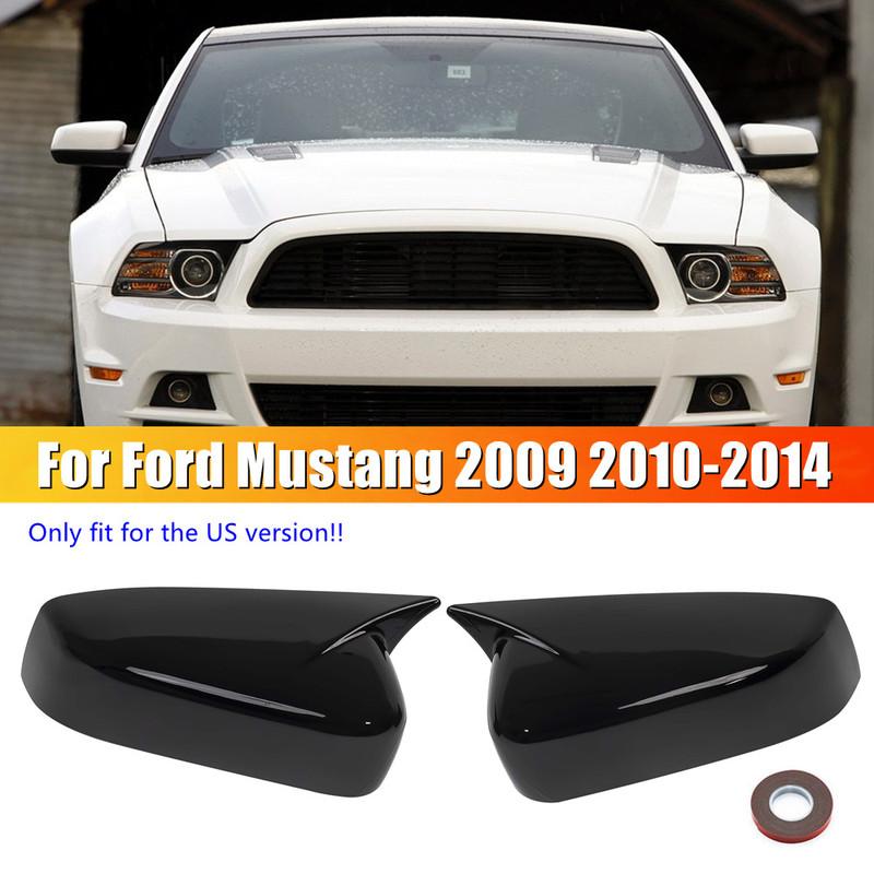 For US Ford Mustang 2010 2011 2012 2013 2014 ABS Car Rearview Side Mirror Cover Wing Cap Exterior Door Trim Adhesive Sticker
