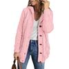 European American Winter Women's Solid Knit Cardigan: Casual Versatile Single-Breasted Multi-Button Warm Jacket