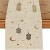 Floral Pattern Moon Star Table Runner Vintage Dinner Table Cloth  Ramadan Celebration