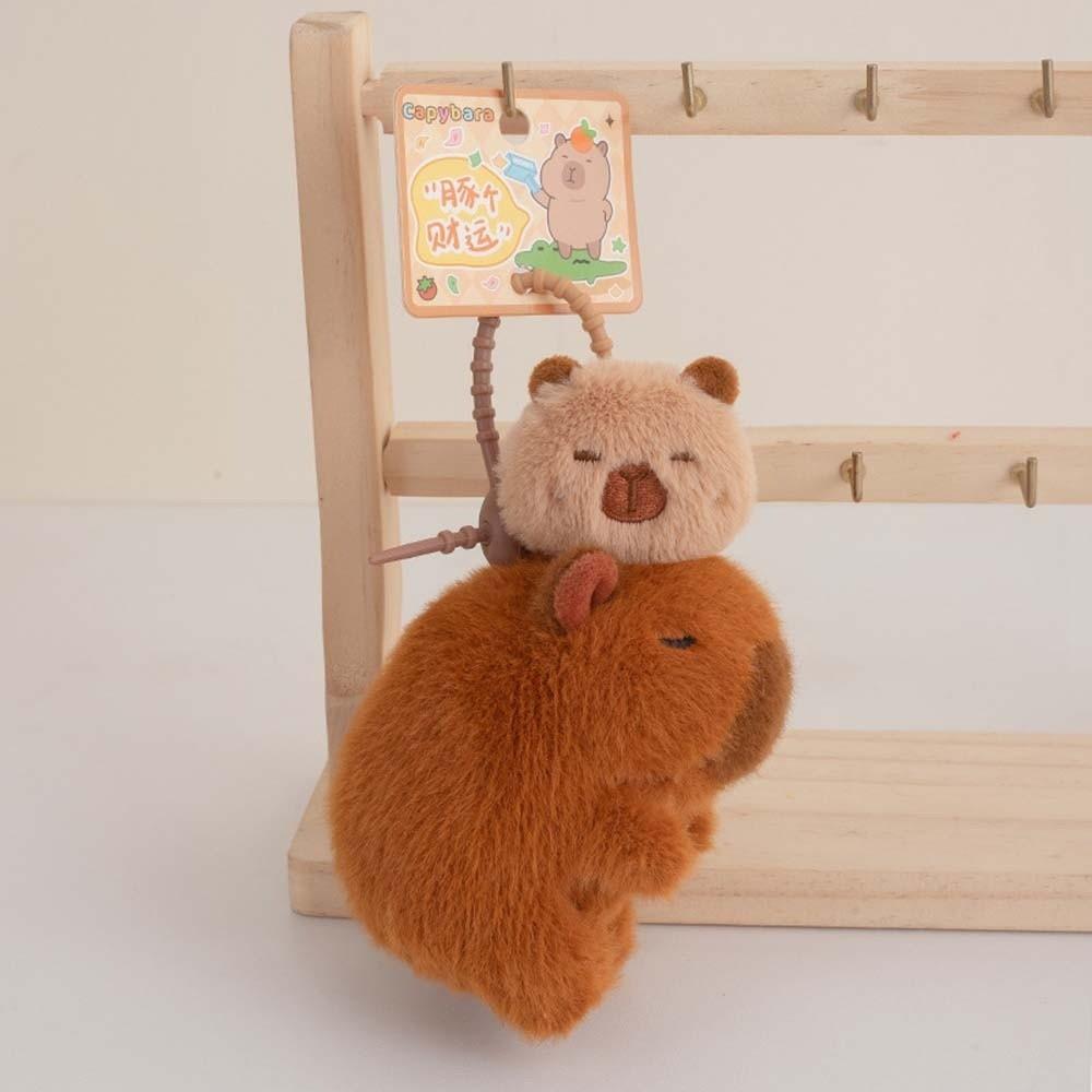 Soft Pulling Rope Capybara Dolls Key Ring Cartoon Capybara Keychain  Car Key Accessories