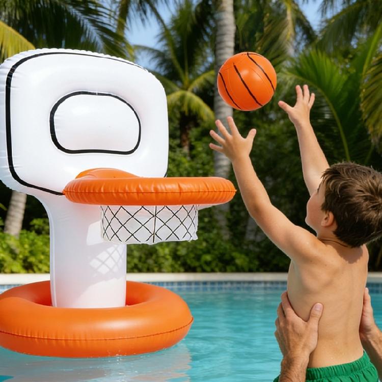 Floating Water Basketball Hoop And Ball Outdoor Inflatable Swimming Pool Toy Outdoor Water Toy for Boys And Girls
