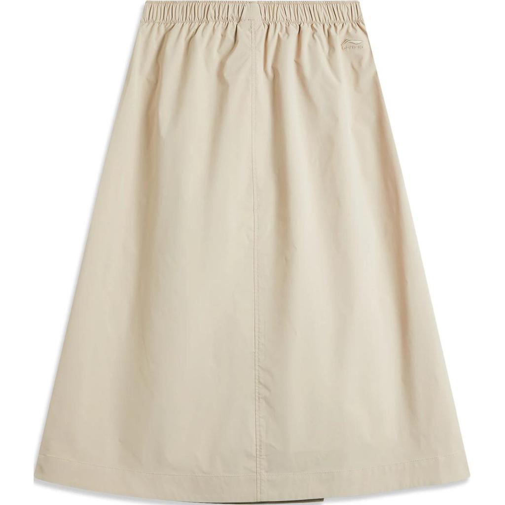 Li Ning Sports Lifestyle Series Solid Color Mid Waist Comfortable Breathable Versatile Straight Casual Long Skirt Women skirts Oxford-Brown ASKU258-1