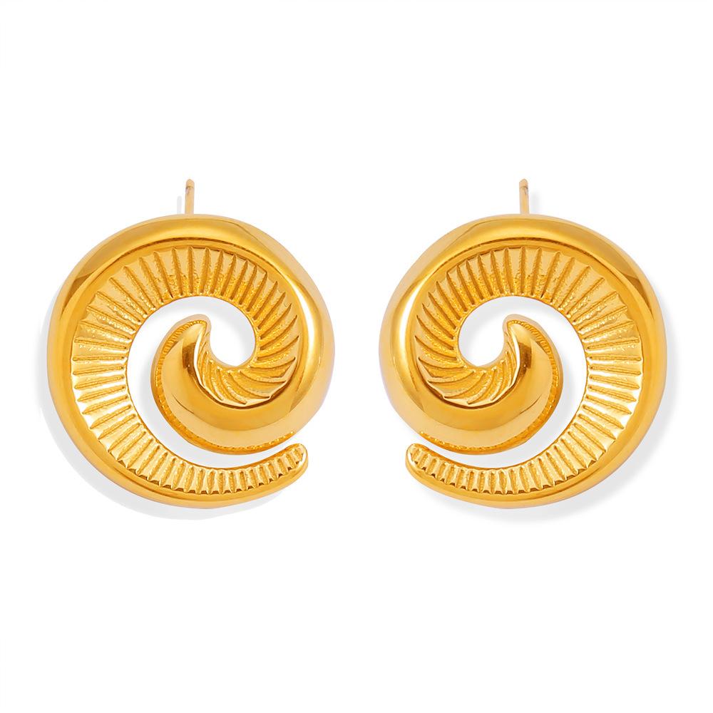 Personalisiertes Design Spiralhorn Ohrringe Übertrieben Retro Vielseitig Titan Stahl Vergoldete Ohrringe Damen