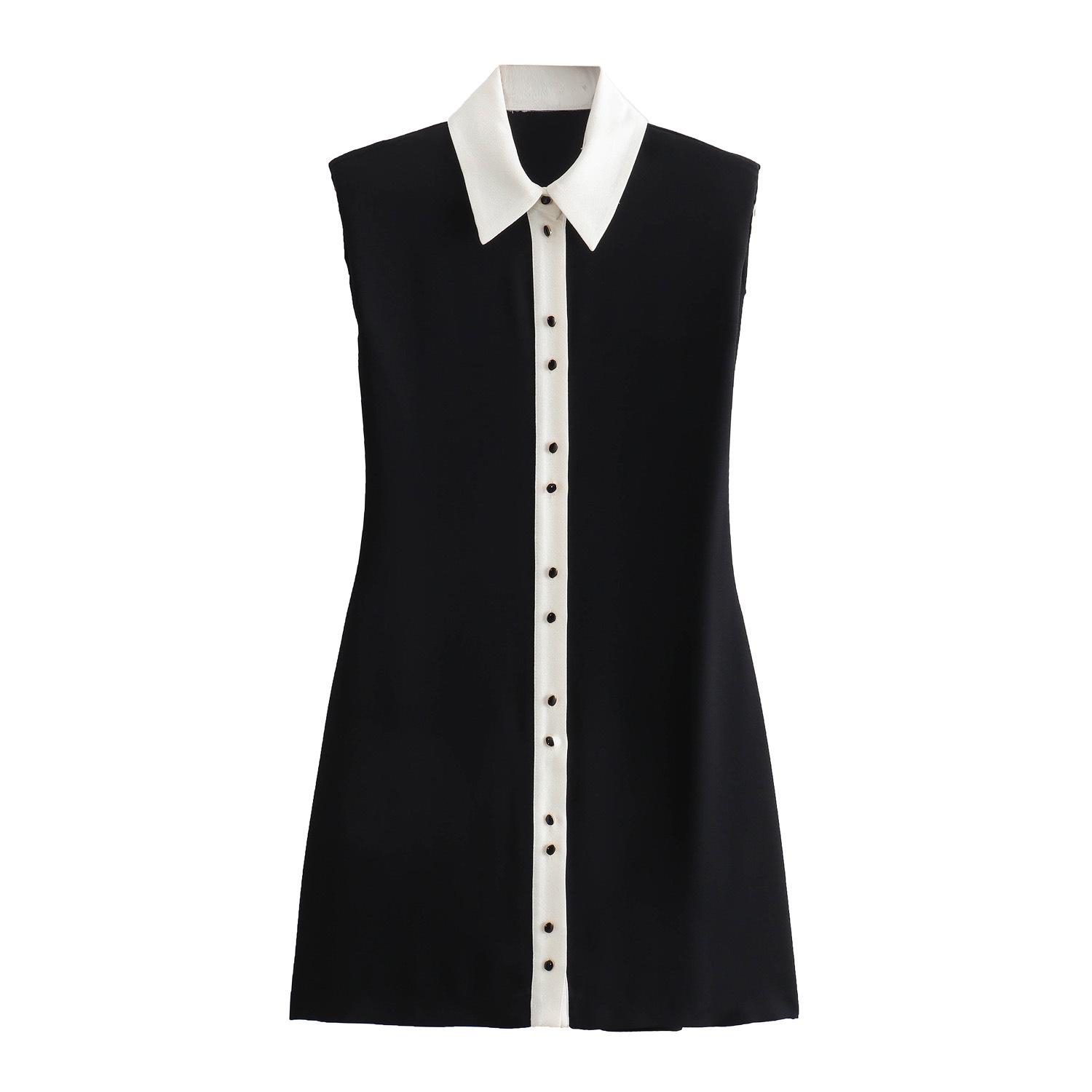 

Весеннее женское платье на пуговицах с контрастной строчкой - Юбка приталенного силуэта Small чёрный