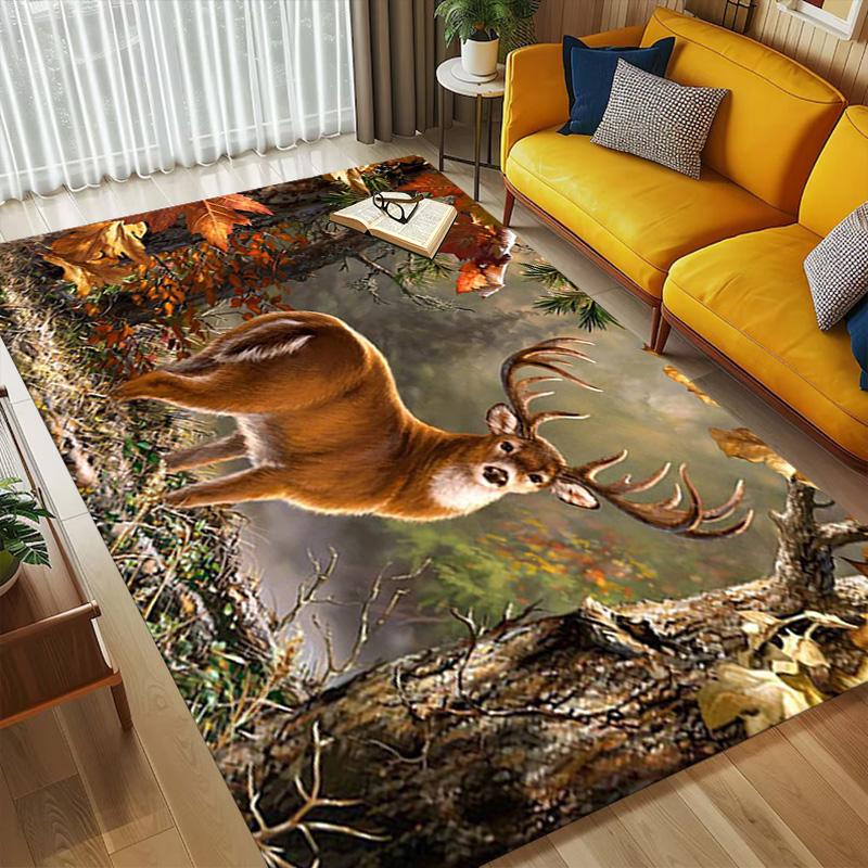 Deer Forest Living Room Nonslip Area Rug Soft Carpet For Bedroom Game Playroom Sofa Office Home Decor Doormat Christmas Gift C9301008