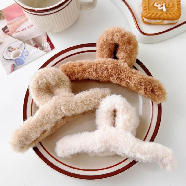 Plush Hair Catchs Hair Barrettes for Thick Hair Furs Hair Claw Clips Jewelry