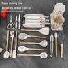 19-Piece Octagonal Silicone Kitchen Utensil Set with Non-Stick Spatulas, Spoons, and Knife Combo