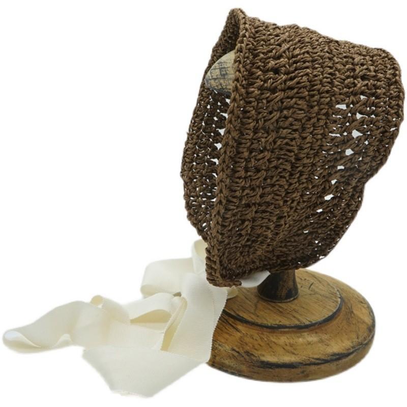 Japanese French Retro Hand-Woven Lace-Up Hair With Hat Female Spring Summer Vacation Cute Sweet Little Fresh