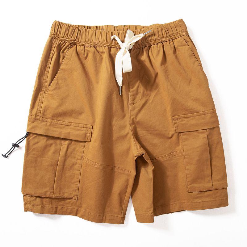 Cargo Shorts Men's Summer New Washed Pure Cotton Shorts Moisture-Absorbing Breathable High Street Ruffle Handsome Loose Straight Pants
