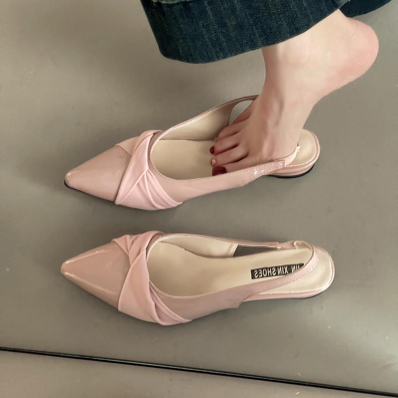 Beautiful Design, Pointed Back Strap, Wedge Heel, Bag Head Sandals, Girls' Pink Platform Shoes
