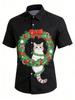 Herren Nikolaus Schornstein 3D Gedrucktes Rotes Hemd Hawaiianisches Freizeithemd Festival Party Kleidung Herren Neujahrs Oberteil Für Sie