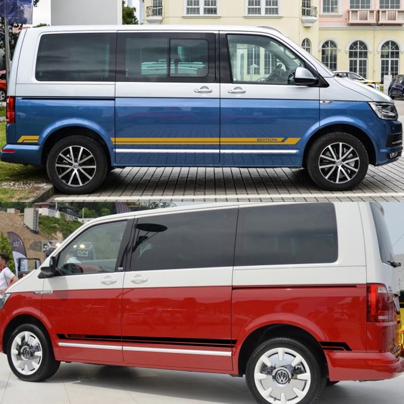 2 Stück Auto-Schwellenaufkleber für Volkswagen VW Transporter Caravelle Multivan T4 T5 T6 Camper Van Vinyl-Aufkleber Zubehör