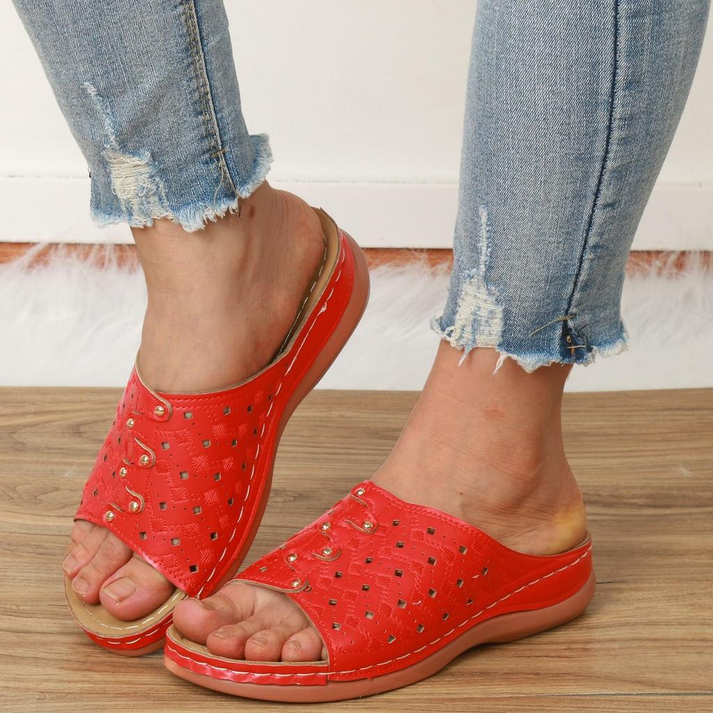 Breathable Hollow Woven Slide Sandals for Women Lightweight Slip On Casual Beach Shoes Comfortable Outdoor Flats