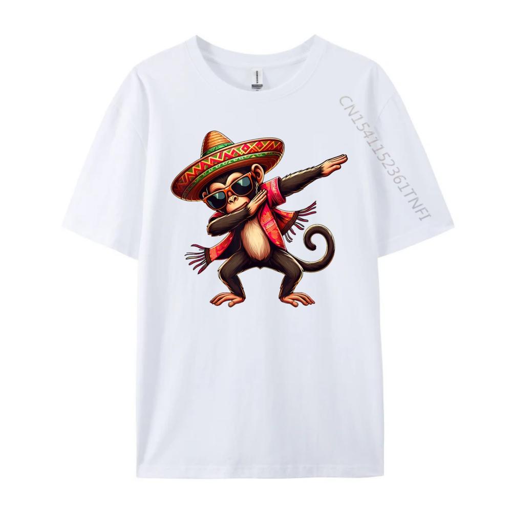 Dabbing Monkey Sombrero Poncho Cinco De Mayo Mexican Anime T Shirts Funny T Shirts Graphic Tshirts Gothic Style
