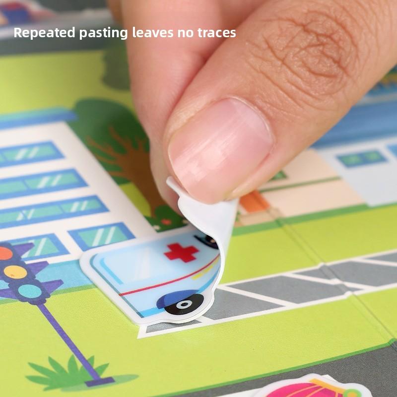 Kids' Reusable DIY Sticker Books Multi-Theme Bubble Paste Book Stickers Portable Montessori Sticker Toy Gifts for Children