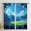 Set Of 2 Football Stadium Print Curtains Suitable Bedroom Living Room Kitchen Decoration Home Window Curtain For Area Made Polyester