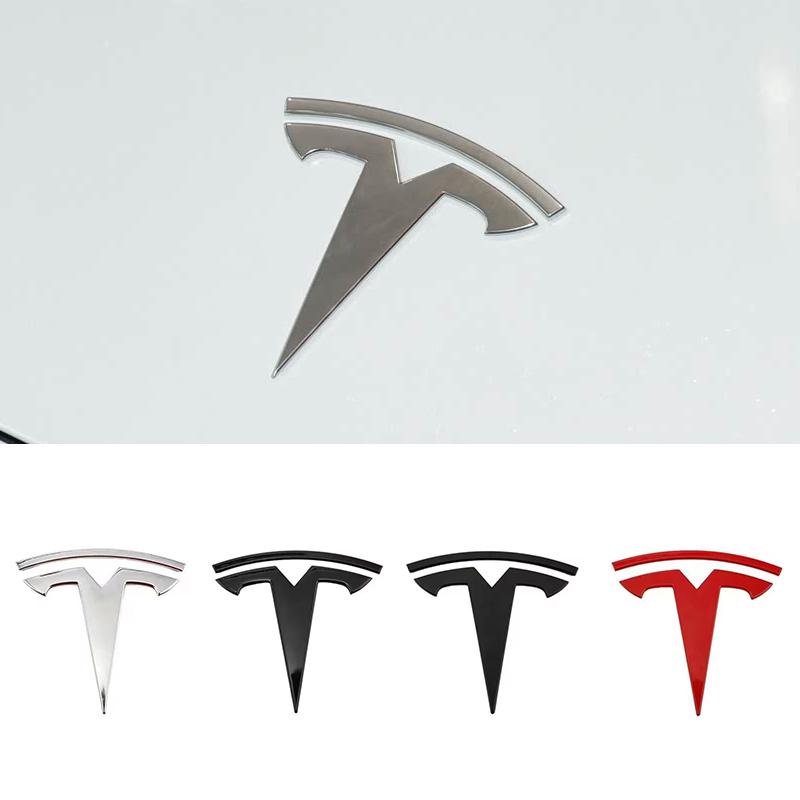 Tesla Logo Model 3 Mode Y Emblem Styling Car Front Hood Badge Stickers Rear Trunk Accessories Auto Replacement Decoration Decals