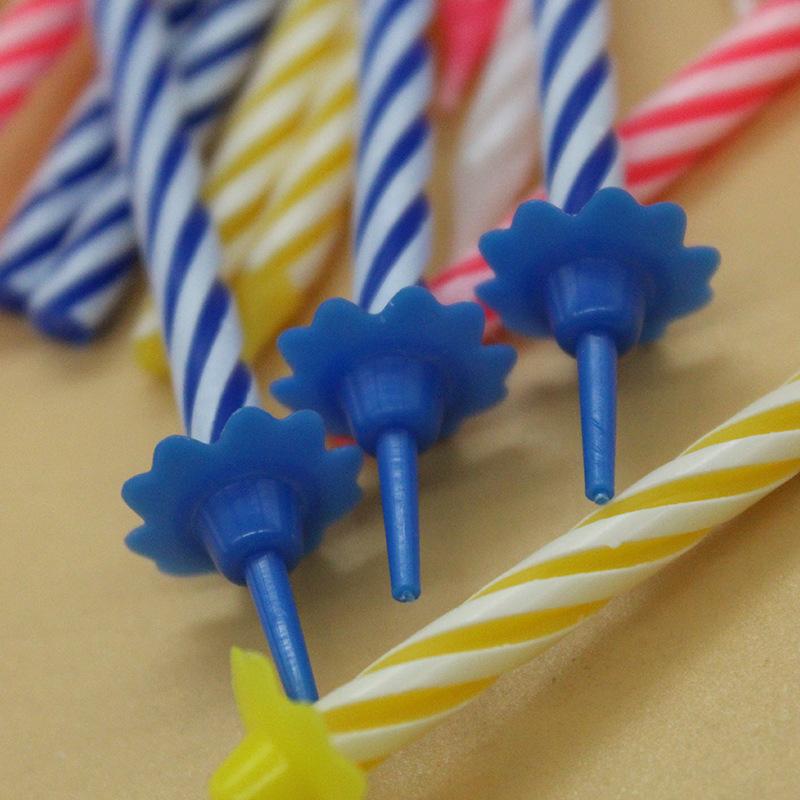 Birthday Party 24 Colorful Threaded Small Candles Creative Party Decoration with Fancy Base Spiral Candles