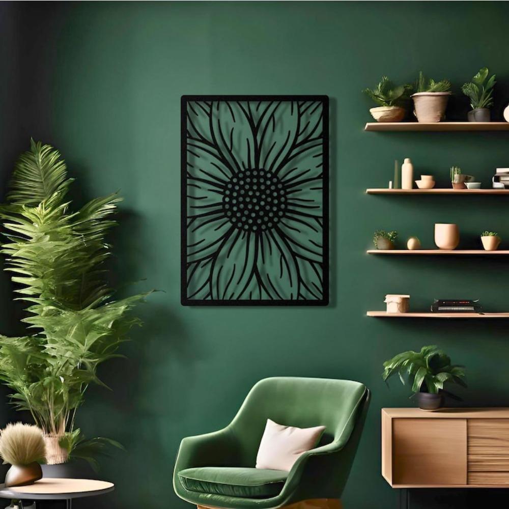 Minimalist Sunflower Metal Wall Art, Modern Nature Decor for Kitchen
