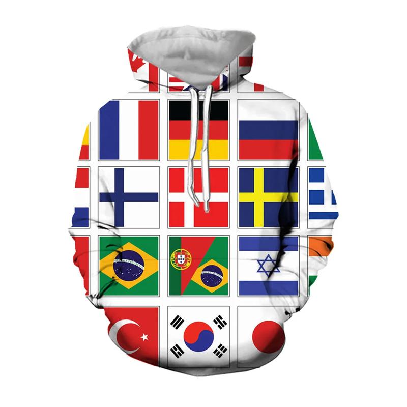 Hanorace grafice cu steagul țărilor lumii Hanorace casual pentru bărbați Îmbrăcăminte de vacanță Pulovere de stradă Pulovere amuzante pentru femei Trening Top