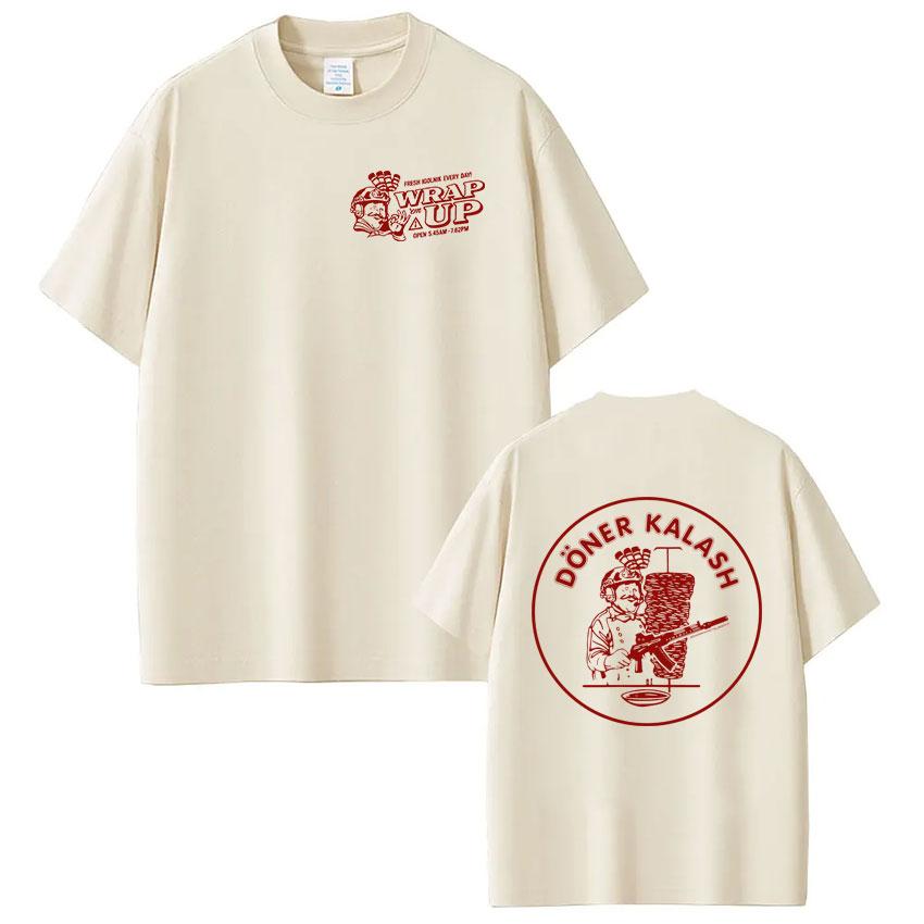 Doner Kebab Kalash Funny Meme 100cotton mens shirt Vintage ONeck Short Sleeve Harajuku womens summer fashion oversized Tshirt