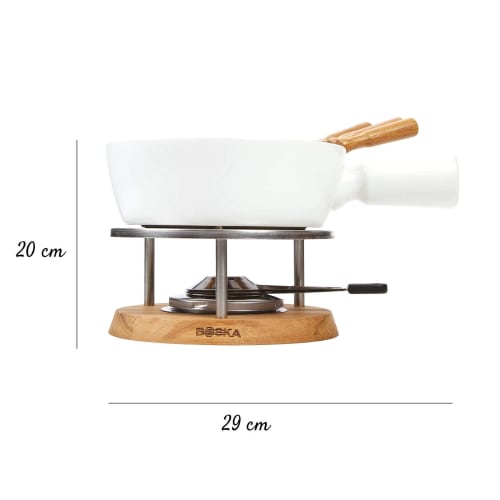 BOSKA Fondue Pot, White, 290 X 225 X 190mm, 1L, for Cheese Fondue, 4 People, Bianco, 340029