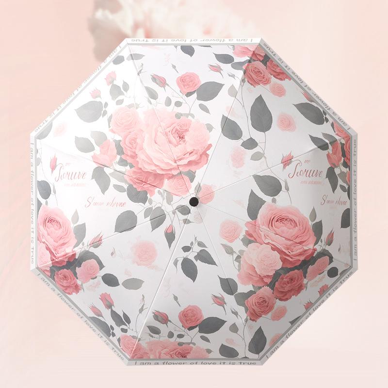 Three-fold Hand Open Small Fresh Simple Weather and Rain Parasol Folding Vinyl Sunscreen Umbrella Umbrella