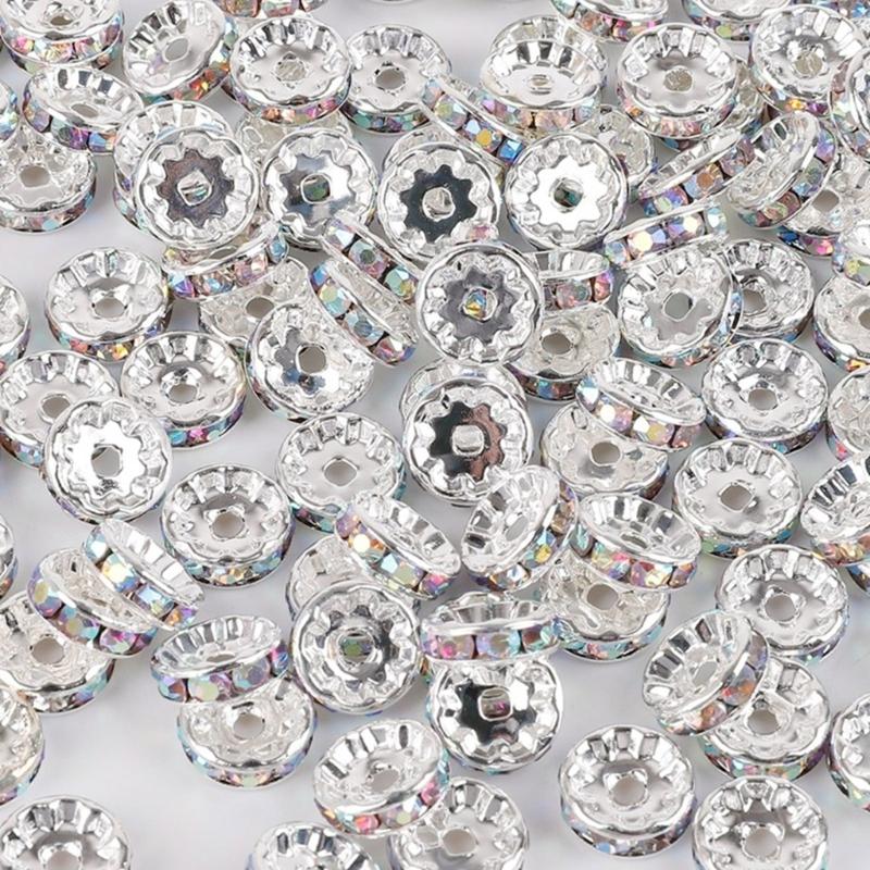 8mm Rhinestones Spacer Beads Rondelle Loose Beads Crystal Bead Spacer for Bracelets and Necklaces In Jewelry Crafts